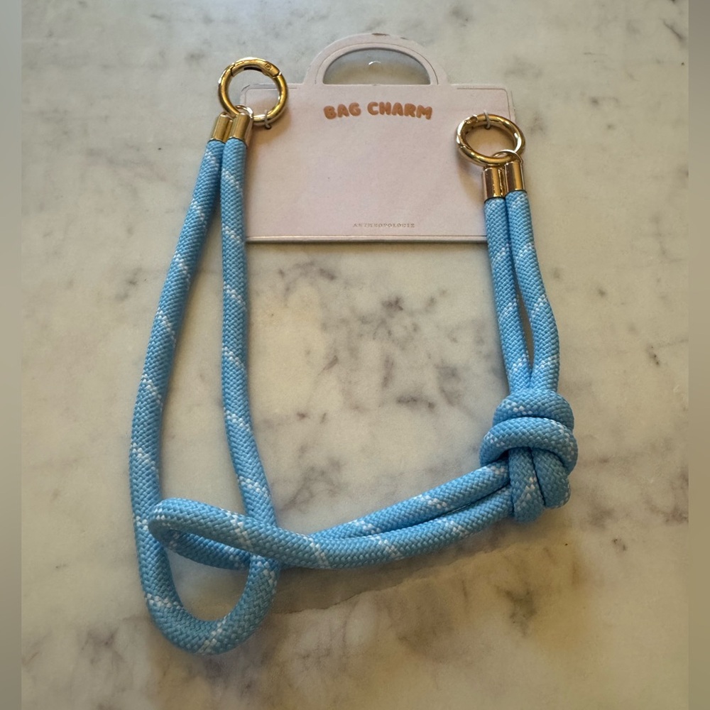 NWT Anthropologie Sporty Cord Bag Charm Strap in Light Blue - Picture 3 of 4